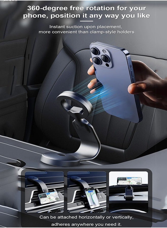 DUDAO - Magsafe Car Mount, 15W Car Wireless Charger, Magnetic Car Phone Holder Car Phone Mount, Magnetic Car Mobile Charger, for All Dashboard, Magnetic Ring included - Image 1