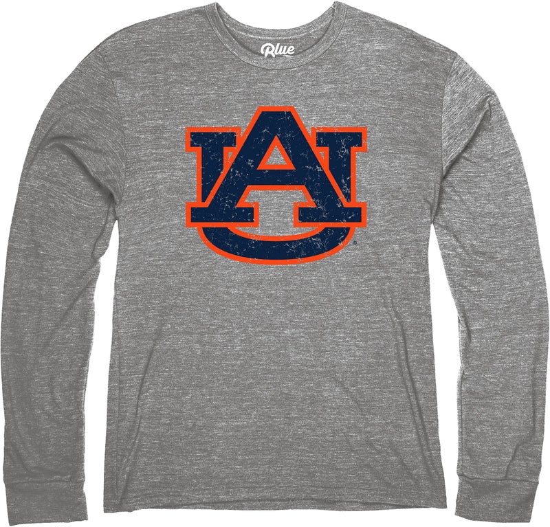 Blue 84 Men's Auburn Tigers Tri-Blend Long Sleeve T-Shirt Vintage Icon Heather Grey, Grey, Large - Image 3