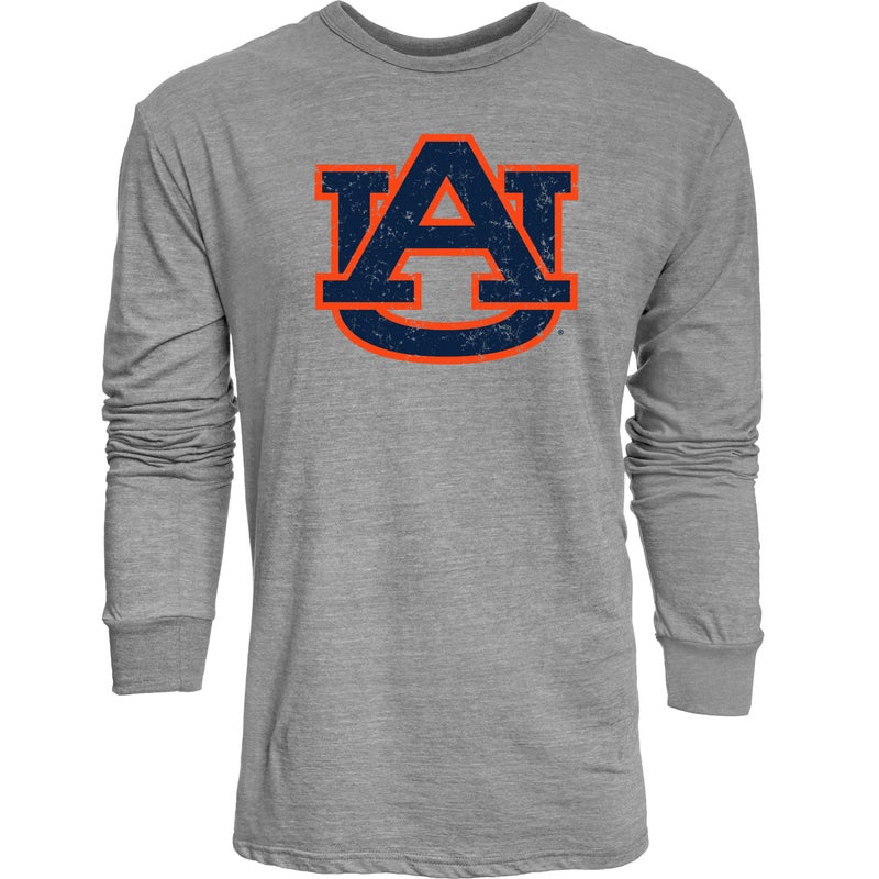 Blue 84 Men's Auburn Tigers Tri-Blend Long Sleeve T-Shirt Vintage Icon Heather Grey, Grey, Large - Image 2
