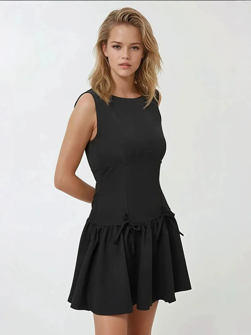 HICCUP Fitted Mini Dress with Bow Details