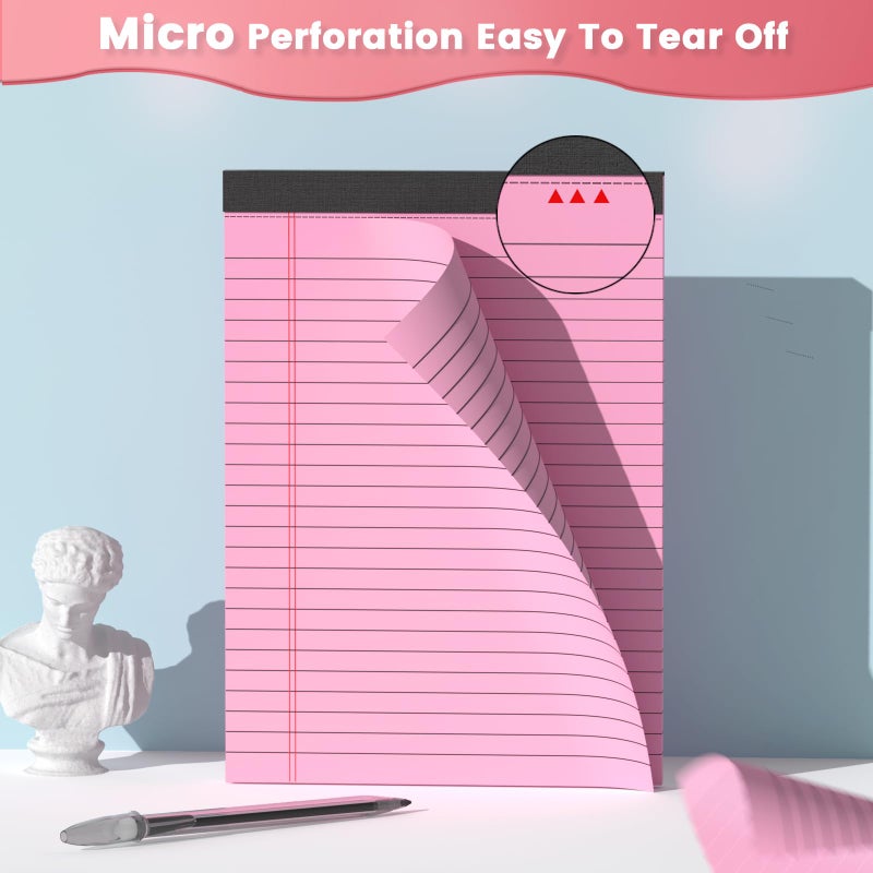 Vishoitty Note Pads 5x8, Narrow Ruled Legal Pad, Writing Pads 5x8, Colored Legal Pads, Pink Legal Pad,Small Note Pad, 30 Sheet/Notepad, 6 Pack Multicolor Lined Paper, Mini Legal Pads for School,Business,Home - Image 5