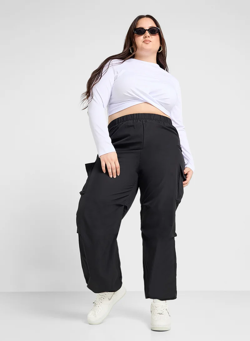 Ginger Plus Crop Top With Ruhced Wrap Detail