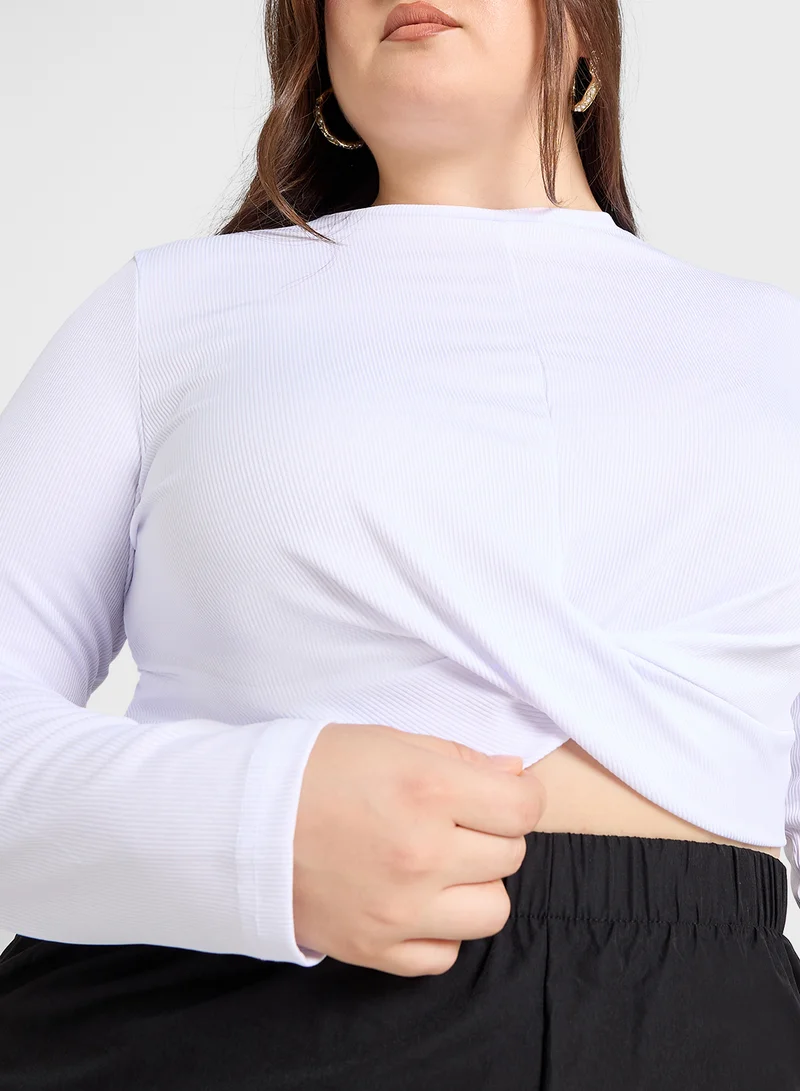 Ginger Plus Crop Top With Ruhced Wrap Detail