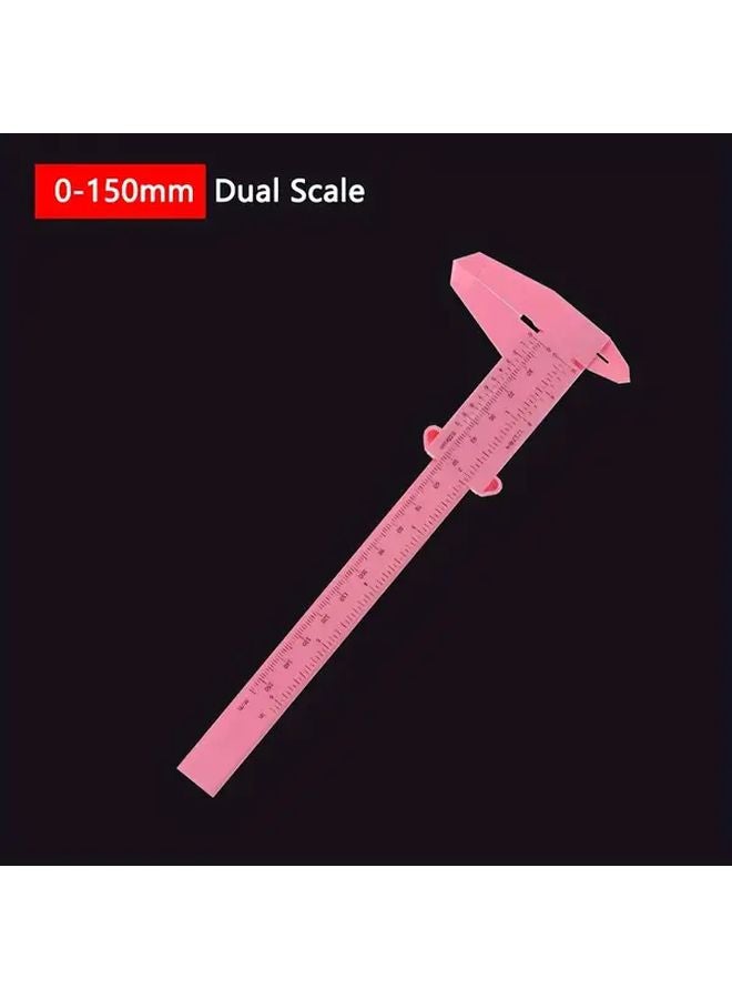 Pink 0 150mm Portable Mini Vernier Caliper Plastic Slide Ruler Dual Proportional Measuring Tool - Image 1