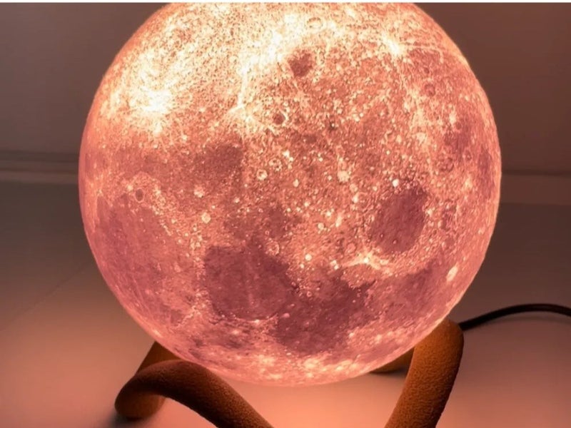 Large Moon Lamp with Wavy Stand - Image 1