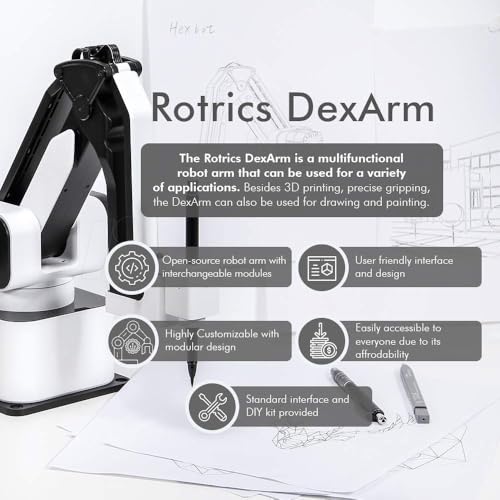 3IDEA Rotrics Dexarm Kit Edition All-in-one Desktop Robot Arm - 3D Printer, Laser Engraver Versatile Robotic Arm Machine - White - Image 2