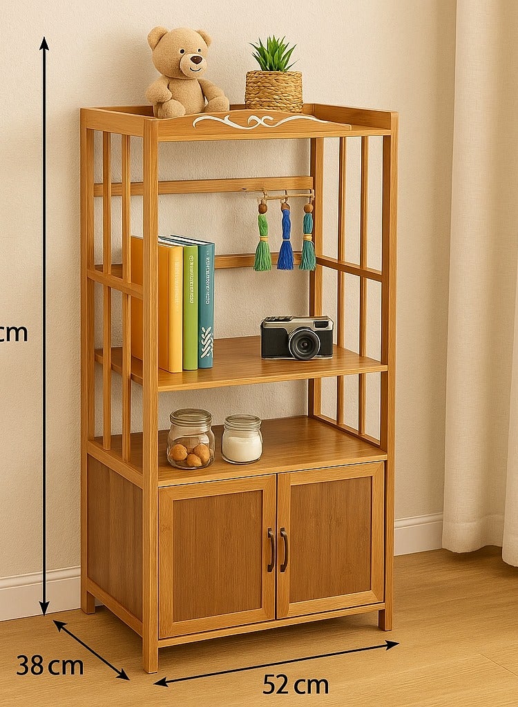 Generic bamboo Bookshelf, 5-Tier Freestanding Bookcase Organizer, 52x38x116cm, Beige, Natural Wood Storage Shelf for Living Room, Bedroom, Office - Image 3