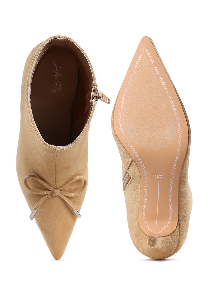 لندن راج حذاء كاحل نسائي من لندن راغ مزين بفيونكة باللون البيج - Image 4