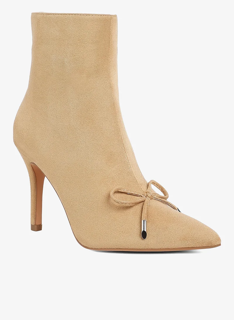 London Rag London Rag Women's Bow Detail Ankle Boots in Beige