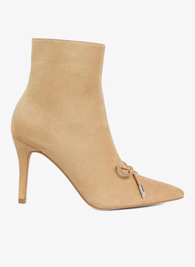 London Rag Women's Bow Detail Ankle Boots in Beige