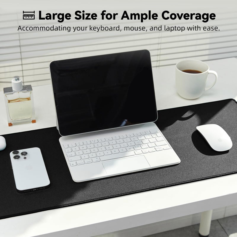 Reniteco Large Gaming Mouse Pad with Durable Stitched Edges, Non-Slip Rubber Base, Big Computer Keyboard Mouse Mat Desk Pad for Home Office Gaming Work, 31.5''x11.8''x0.12'', Black - Image 2