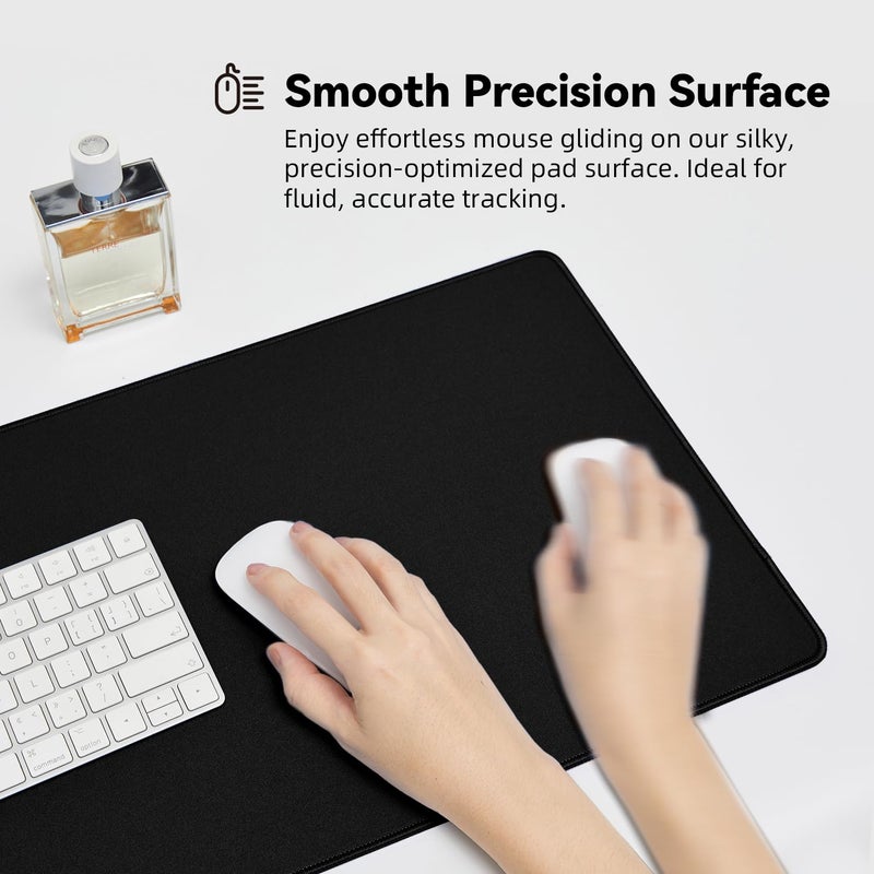 Reniteco Large Gaming Mouse Pad with Durable Stitched Edges, Non-Slip Rubber Base, Big Computer Keyboard Mouse Mat Desk Pad for Home Office Gaming Work, 31.5''x11.8''x0.12'', Black - Image 3