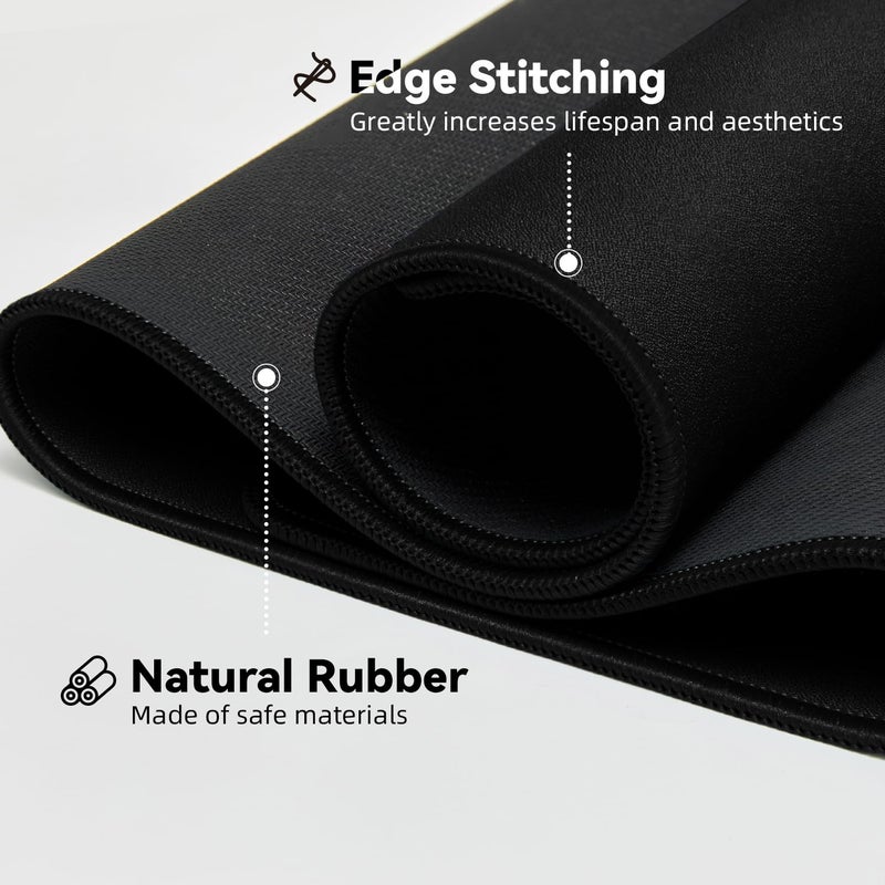 Reniteco Large Gaming Mouse Pad with Durable Stitched Edges, Non-Slip Rubber Base, Big Computer Keyboard Mouse Mat Desk Pad for Home Office Gaming Work, 31.5''x11.8''x0.12'', Black - Image 4