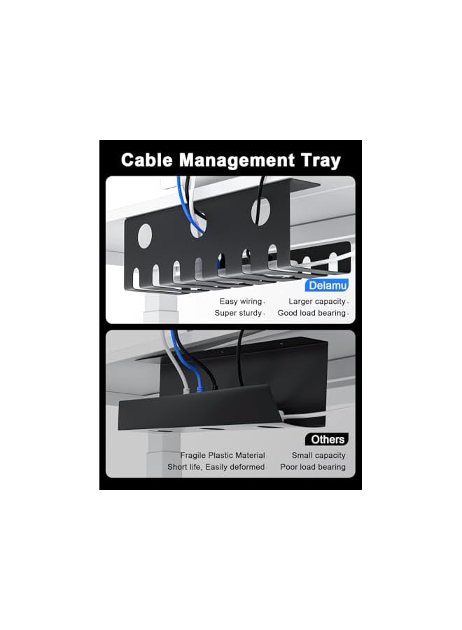 PROMASS 2 pack Metal Cable Management Under Desk U-Channel - Home & Office Under Desk Cable Management, Tape & Screw Installation Cord Organizer for Desk, Desk Cable Management with Various accessories - Image 3