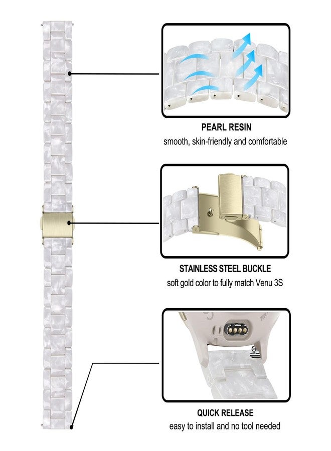 TRUMiRR Women Band for Venu 3S / Venu 4 41mm Soft Gold Smart Watch, 18mm Resin Watchband Stainless Steel Buckle Strap for Garmin Venu 2S / Vivomove 3S / Forerunner 265S - Image 4