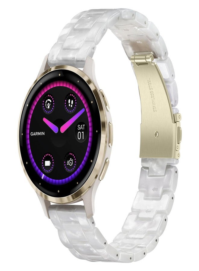 TRUMiRR Women Band for Venu 3S / Venu 4 41mm Soft Gold Smart Watch, 18mm Resin Watchband Stainless Steel Buckle Strap for Garmin Venu 2S / Vivomove 3S / Forerunner 265S - Image 1