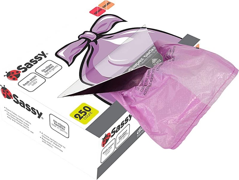 Sassy 250 Count Disposable Diaper Sacks, Lavender Scented, Easy-To-Tie, Diaper Disposal or Pet Waste Bags - Image 2