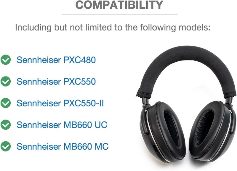 Voarmaks مجموعة تجديد من وسادات الأذن من جلد الحمل وغطاء واقي للعصابة متوافقة مع سماعات Sennheiser PXC480 وPXC550 وPXC 550-II وMB660 UC وMB 660 MC لاستبدال وسادات الأذن - Image 4