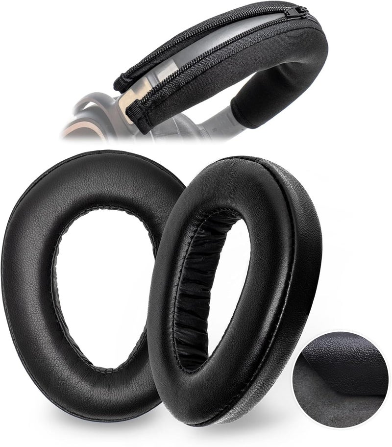 Voarmaks مجموعة تجديد من وسادات الأذن من جلد الحمل وغطاء واقي للعصابة متوافقة مع سماعات Sennheiser PXC480 وPXC550 وPXC 550-II وMB660 UC وMB 660 MC لاستبدال وسادات الأذن - Image 1