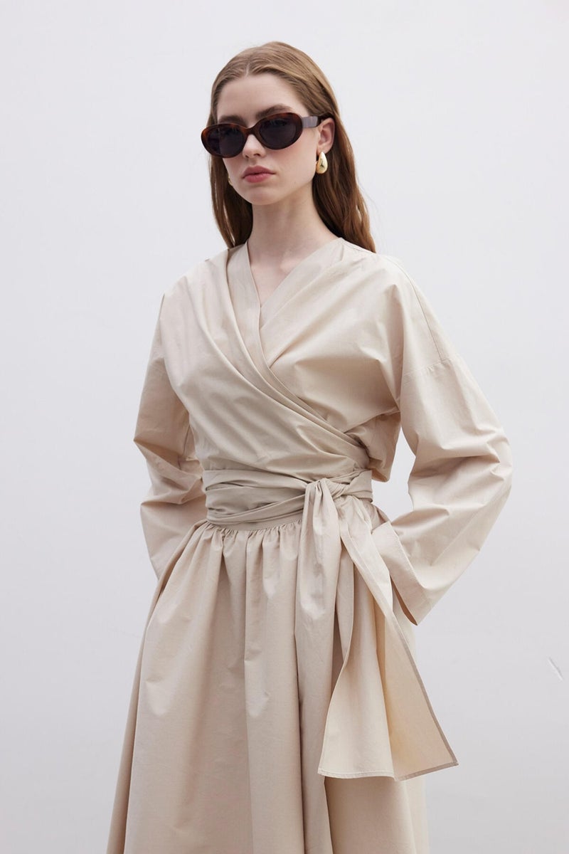 Manuka Kimono Style Premium Shirt Camel  - Image 1