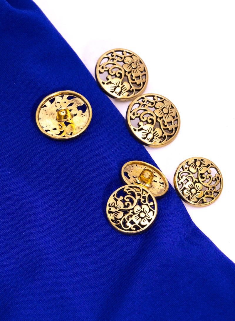18-Piece Metal Button Set with Floral Design, 12 Pieces 26L and 6 Pieces 32L-Gold - Image 3