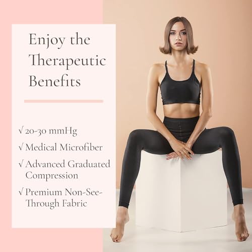 Terramed Just Think Comfort Medical Compression Leggings for Women - Advanced Graduated Compression Leggings 20-30 mmHg - Footless Womens Legging for Tummy Control, Workout, Gym & Yoga Black (3X-Large) - Image 4
