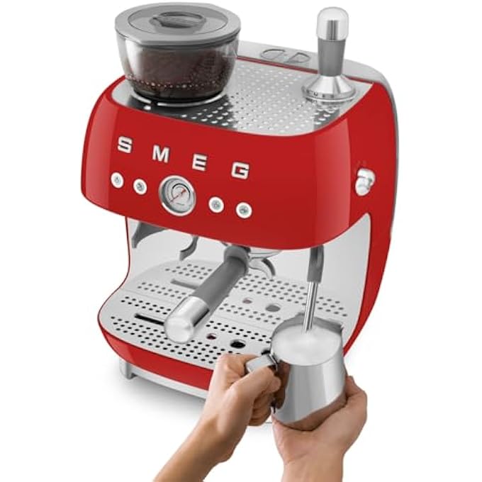 smeg 50S Style Coffee Machine With Built In Grinder  Red Egf03Rdau  International Version - Image 4