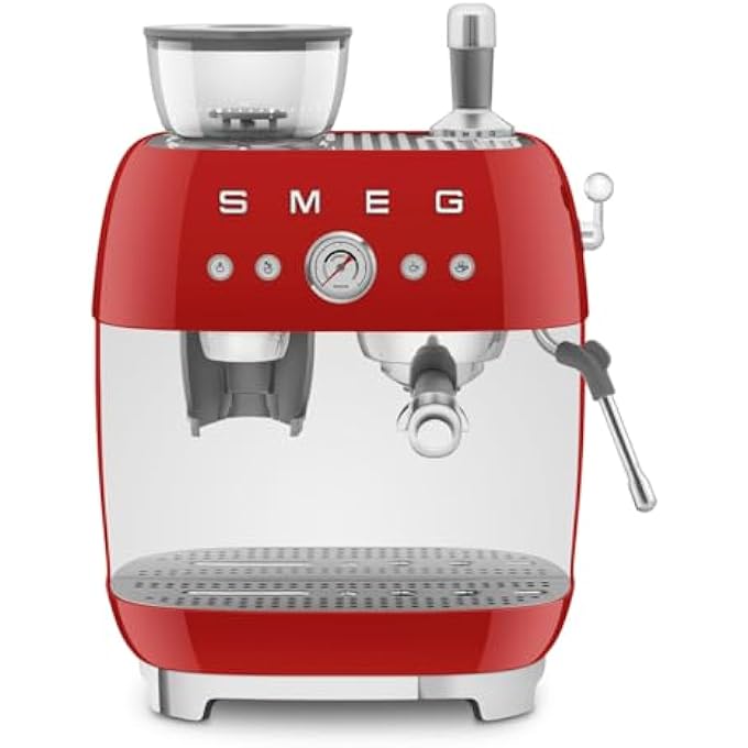 smeg 50S Style Coffee Machine With Built In Grinder  Red Egf03Rdau  International Version - Image 1