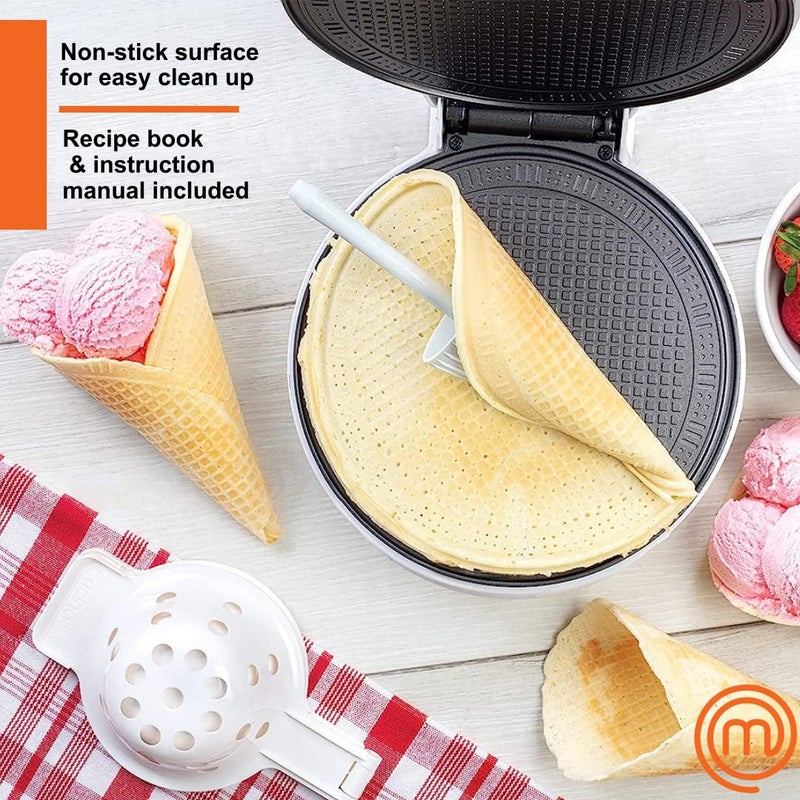 MasterChef Waffle Cone and Bowl Maker- Includes Shaper Roller & Bowl Press- Homemade Ice Cream Cone Treat Baking, Cookie Iron Machine, Portable Electric Kitchen Appliance for DIY Sundae Parties, Gift - Image 5