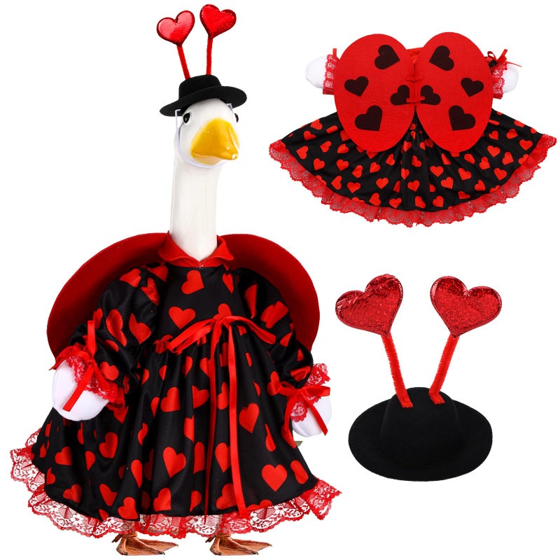 SilTriangle Valentines Love Bug Goose Outfit Red Heart Goose Costume for Porch Geese for Yard Lawn Outdoor Garden Patio(23 Inch) - Image 1