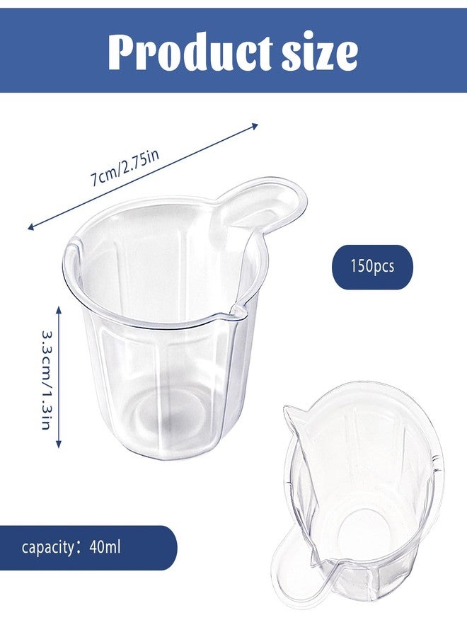 Prasacco 150 Pcs 40ml Disposable Plastic Measuring Cups, Clear Mixing Cups Multipurpose Dispensing Cup for Paint, Stain, Jewelry Making and DIY Crafts - Image 2