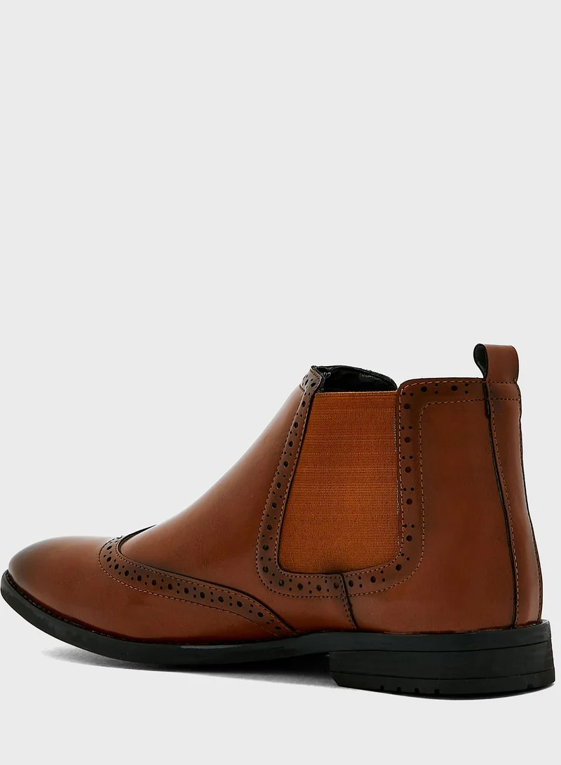 Robert Wood Formal Wing Cap Chelsea Boots