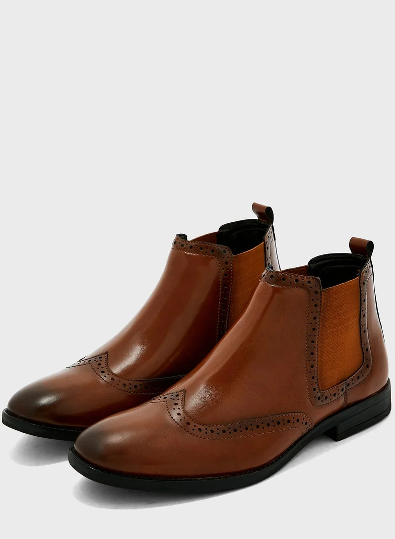 Robert Wood Formal Wing Cap Chelsea Boots