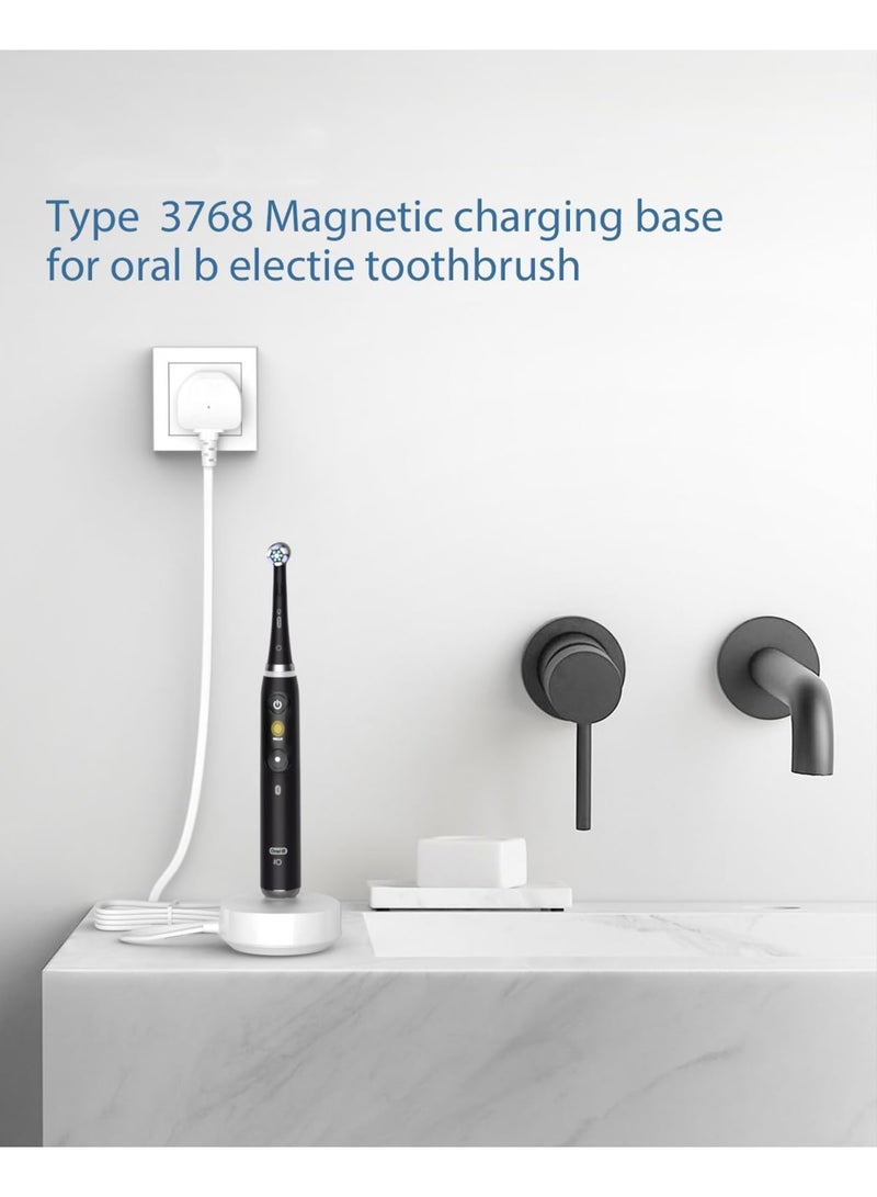 SOLARAE Electric Toothbrush Charger for Oral B, Magnetic Charger Compatible with Braun Oral B IO 3768, Toothbrush Replacement for IO7 IO8 IO9, UK Plug, Toothbrushes Charging Adapter, White - Image 2