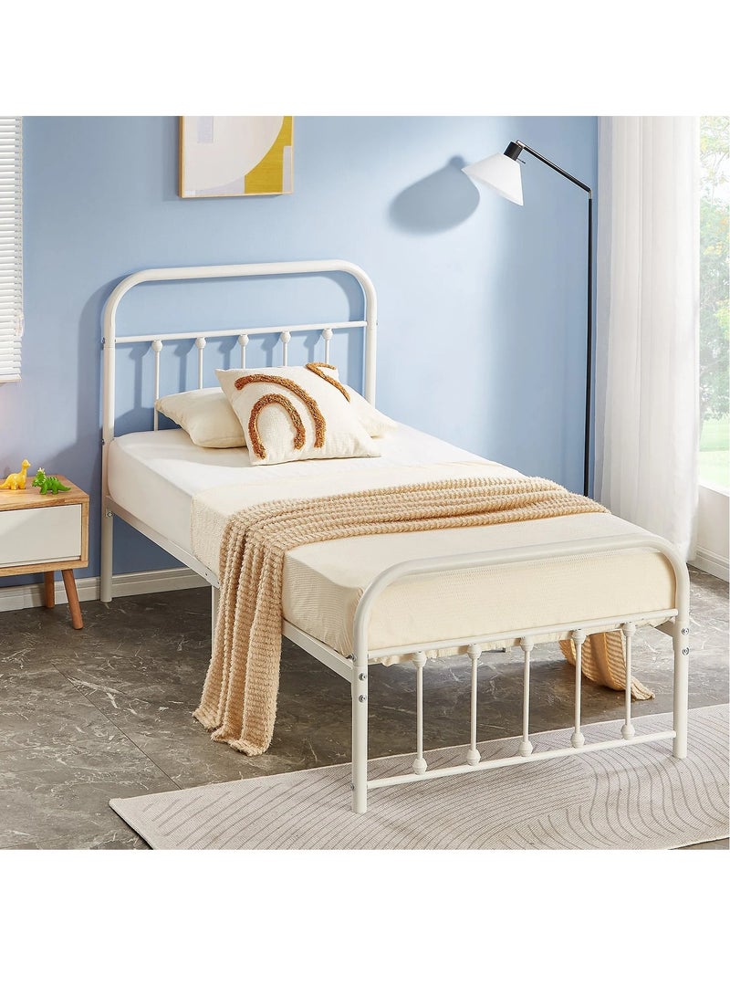 متجر ان زون سرير معدني متين نفر لون ابيض || 190سم *  90 سم - Image 1