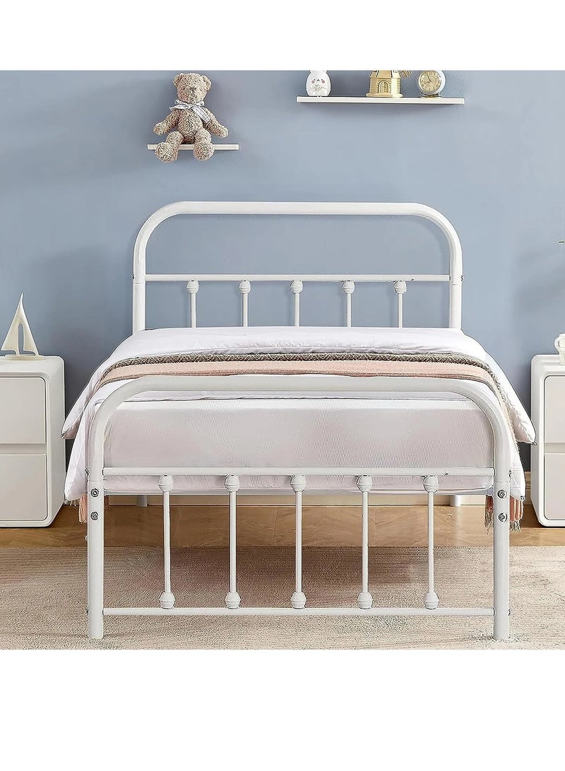 متجر ان زون سرير معدني متين نفر لون ابيض || 190سم *  90 سم - Image 2