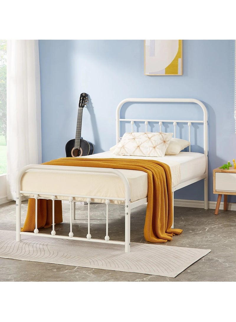 متجر ان زون سرير معدني متين نفر لون ابيض || 190سم *  90 سم - Image 3