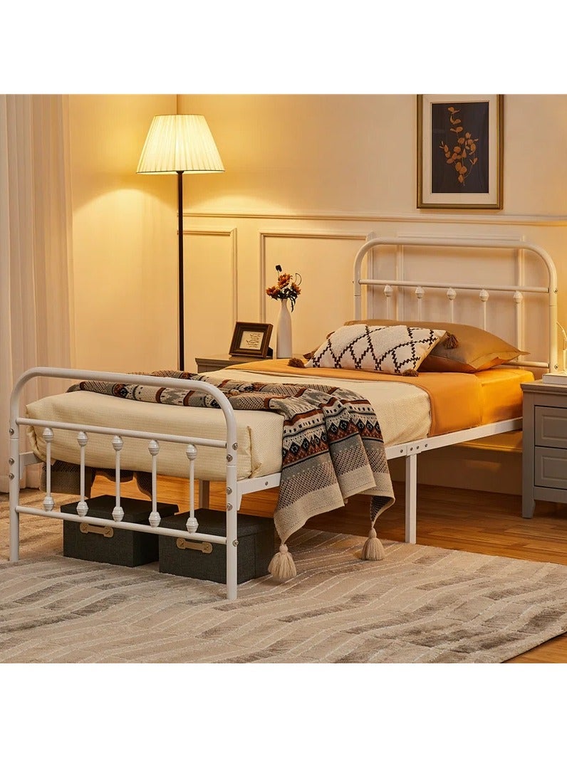 متجر ان زون سرير معدني متين نفر لون ابيض || 190سم *  90 سم - Image 4