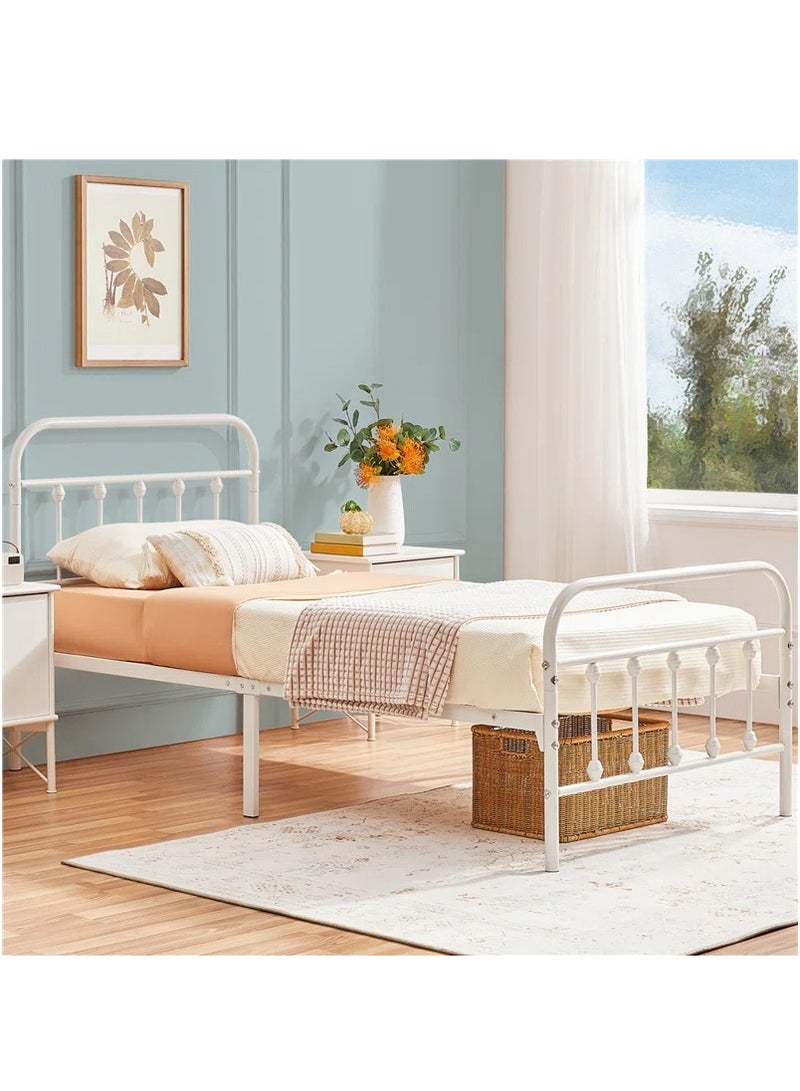 متجر ان زون سرير معدني متين نفر لون ابيض || 190سم *  90 سم - Image 5