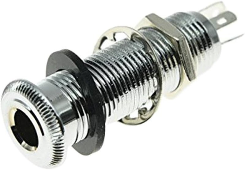 KAISH Stereo Copper Guitar Bass 1/4" Barrel Jack Cylinder Input Output Jacks with 4 Pins Stereo or Mono Jack Chrome - Image 1