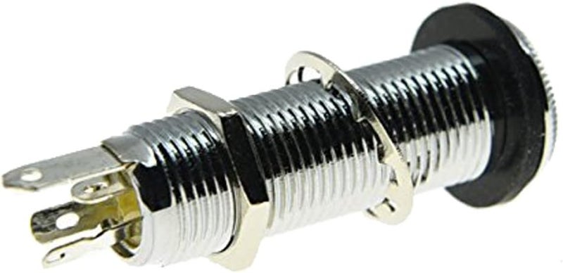 KAISH Stereo Copper Guitar Bass 1/4" Barrel Jack Cylinder Input Output Jacks with 4 Pins Stereo or Mono Jack Chrome - Image 2