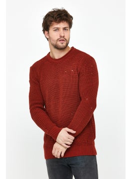 Cool Tarz Cool Style Claret Red Men's Destroyed Model Knitwear Sweater  - Image 1