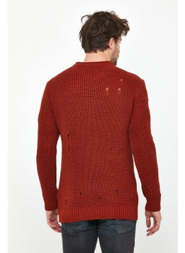 Cool Tarz Cool Style Claret Red Men's Destroyed Model Knitwear Sweater  - Image 4
