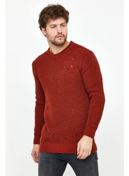 Cool Tarz Cool Style Claret Red Men's Destroyed Model Knitwear Sweater  - Image 3
