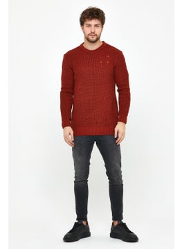 Cool Tarz Cool Style Claret Red Men's Destroyed Model Knitwear Sweater  - Image 2
