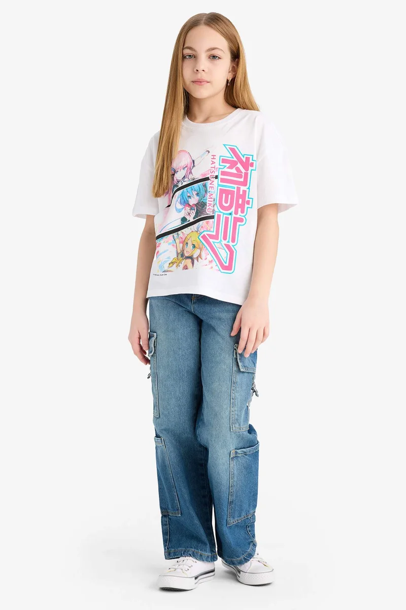 ديفاكتو Girl Hatsune Miku Relax Fit Crew Neck Short Sleeve T-Shirt