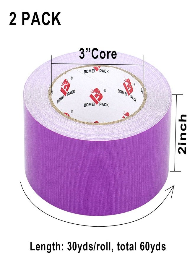 BOMEI PACK 2 Pack Purple Duct Tape Heavy Duty,9 Mil Thickness,2 Inches x 30 Yards,Strong Industrial Strength,Flexible,No Residue,Waterproof and Tear by Hand,Multi-Use for Indoor & Outdoor Repairs - Image 2