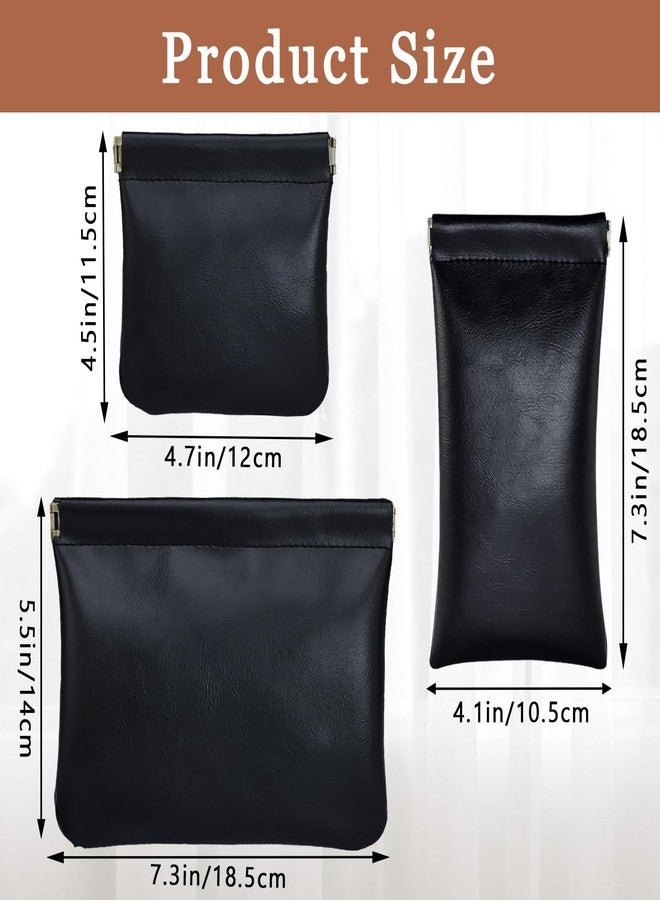 Hapforever 3PCS Pouchic Snap Closure Pouches, Pu Leather Makeup Bag for Purse Three Sizes Coin Purse Organizer Storage Pouch, BLACK, 3PCS, Mini Cosmetic Bags for Travel - Image 2