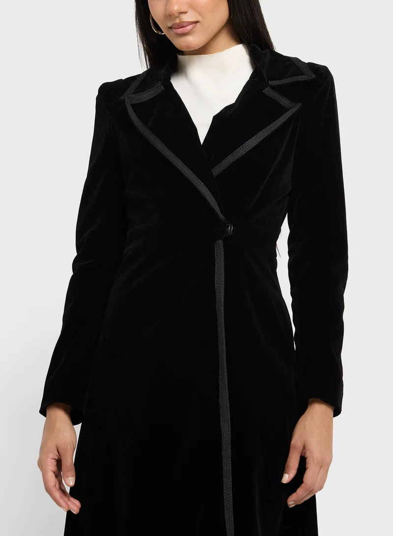 ايلا Longline Over Coat With Contrast Trim