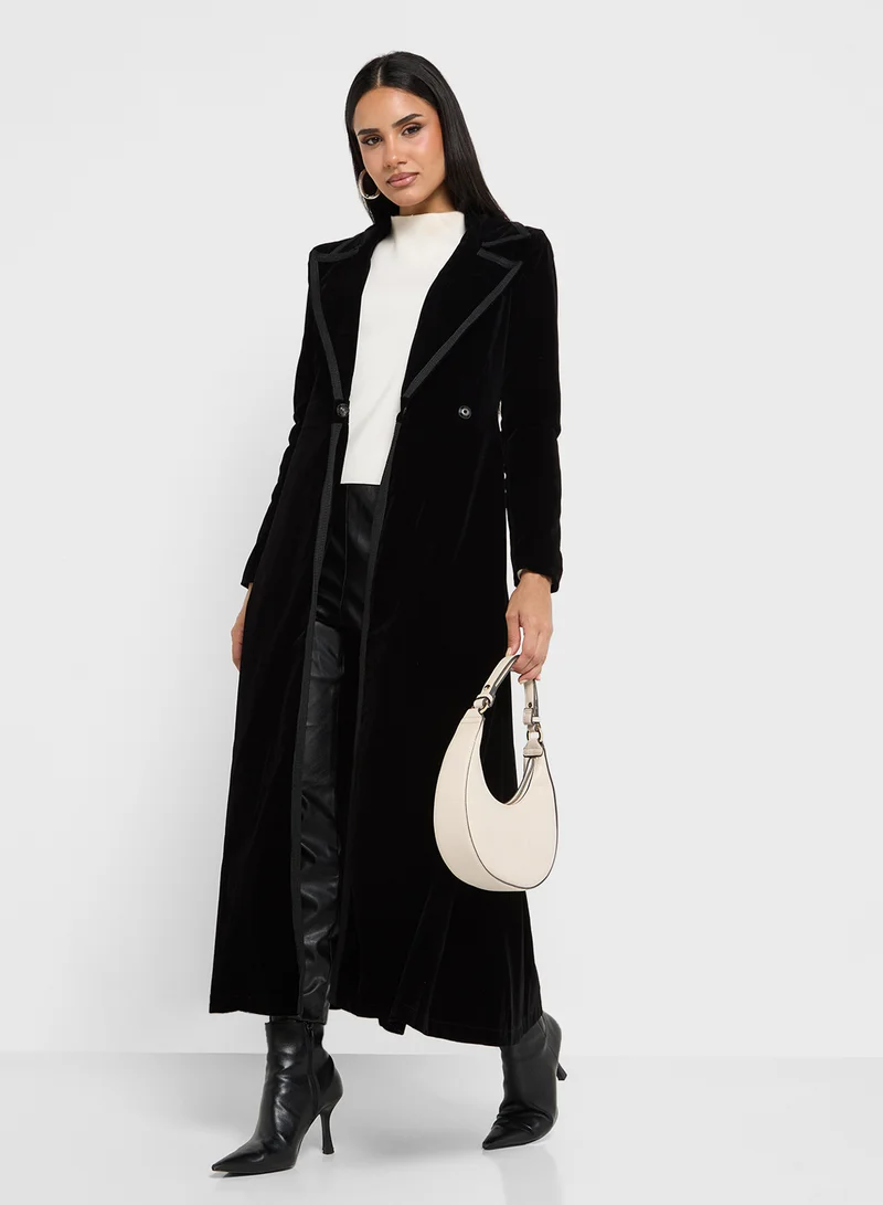 ايلا Longline Over Coat With Contrast Trim